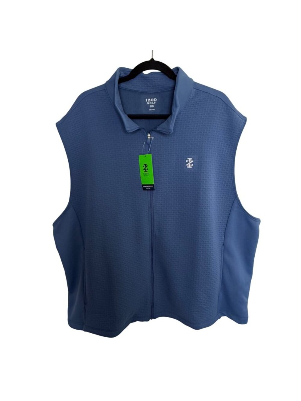 NWT Izod Men's Full Zip SleevelessHudra Shield Golf Vest in Blue Size 2XL